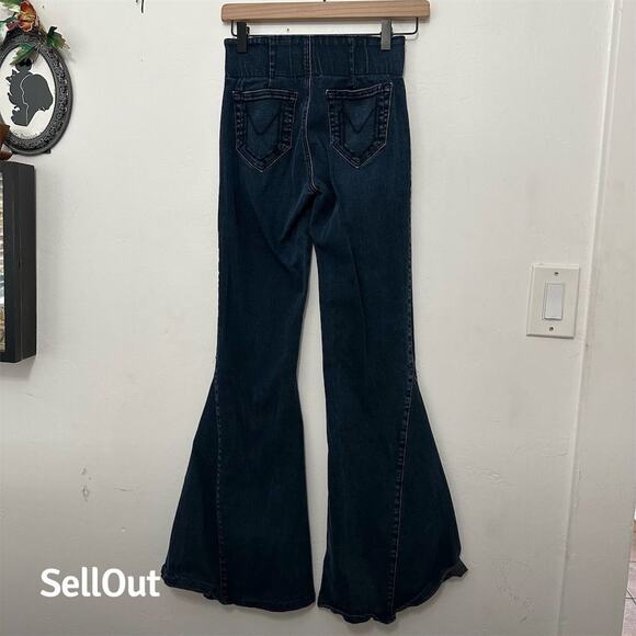 Mumu Blue Pregnancy Women's Blue Flared Bell Bottom Jeans Size S - Picture 3 of 5